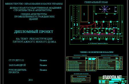 Дипломный проект Реконструкция пятиэтажного жилого дома. Пояснительная записка + чертежи.