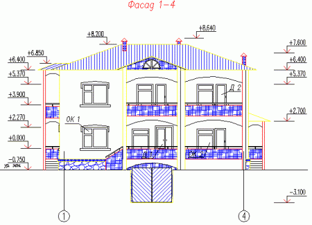 Курсовой проект по архитектуре: Коттедж, чертеж в AutoCAD